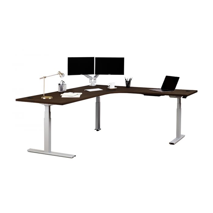 Walnut Sit Stand Desk M33er With L Shaped Right Return Hpl Top