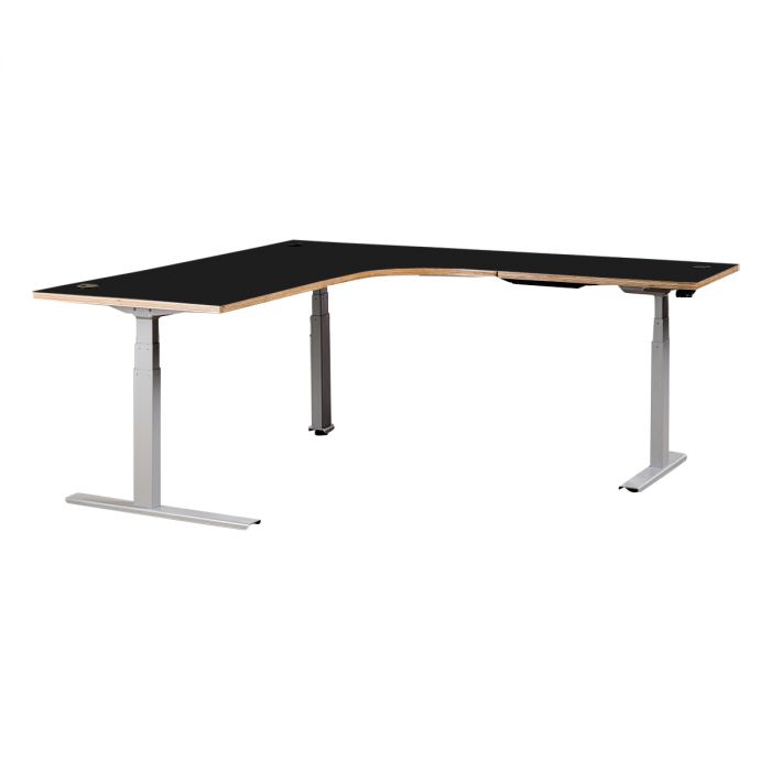 Black L Shaped Sit Stand Desk M33er With Right Return Revealed
