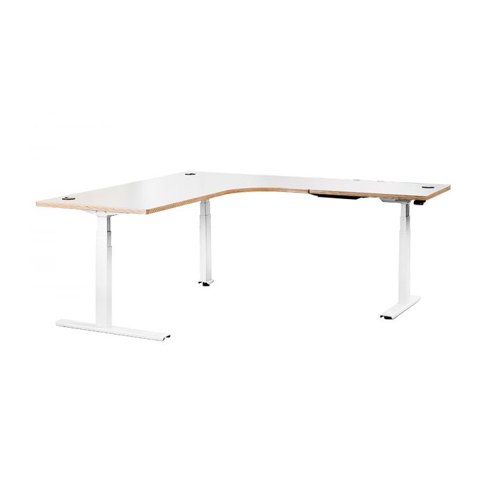White L Shaped Sit Stand Desk M33er With Right Return Revealed